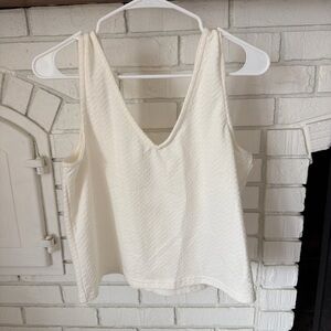 Madewell Cream V-Neck Textured Cropped Tank